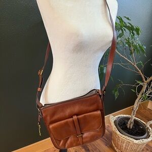 Brown Leather Fossil Crossbody Bag
